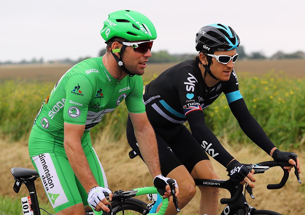 Mark Cavendish (Dimension Data) and Geraint Thomas (Team Sky)