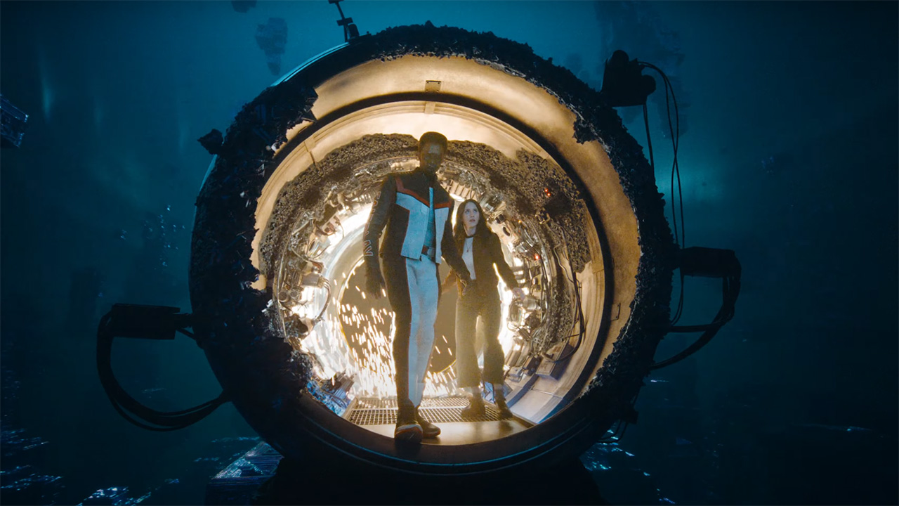 Mister Terrific and Lois Lane emerging from a tunnel in 2025's Superman movie
