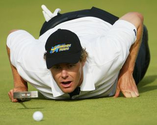 Joakim Haeggman taking his putting very seriously en route to victory in 2004