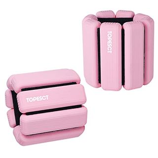 Topesct Adjustable Wrist Weights - Set of 2 (1lb Each) | Wearable Wrist & Ankle Weights Bracelet for Yoga, Dance, Barre, Pilates, Cardio, Aerobics, Walking (1lb/each, Pink)