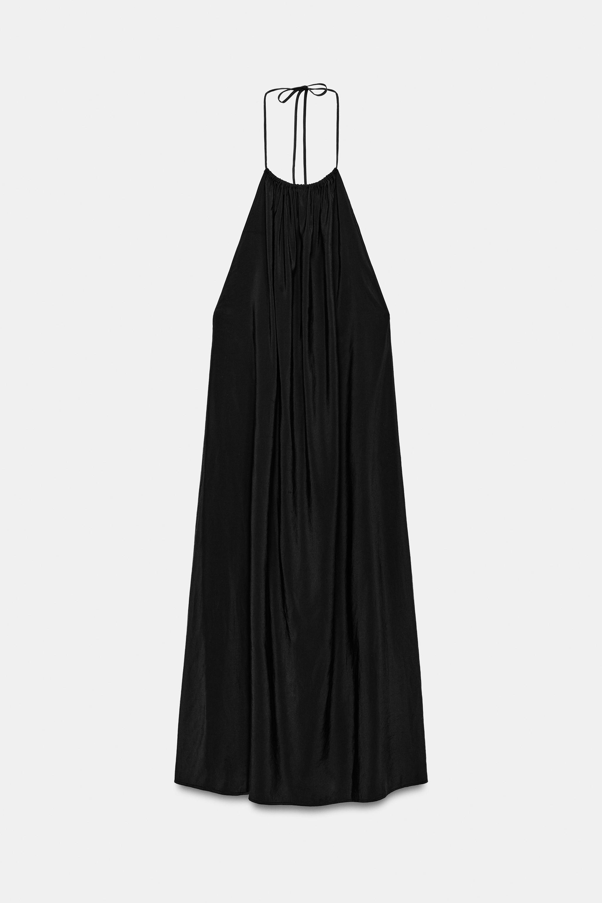 Flowy Halter Dress - Black - Xs