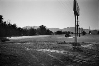 Black and white photo of the Nevada desert