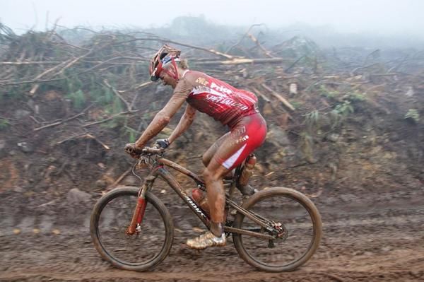 Burry Stander shortly after he crashed last year at the MTN Barberton Marathon event
