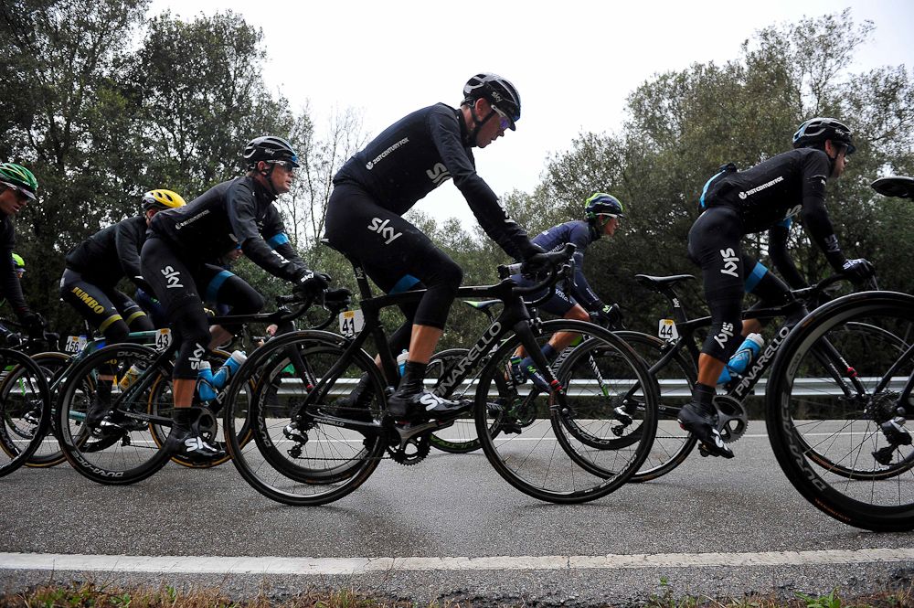 The peloton rides during stage 2 of Volta a Catalunya