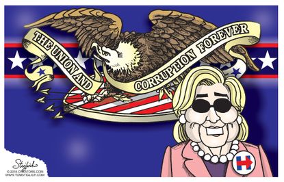 Political cartoon U.S. 2016 election Presidential debate Hillary Clinton