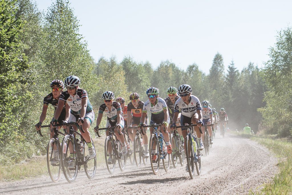 The peloton ride along the dirt roads