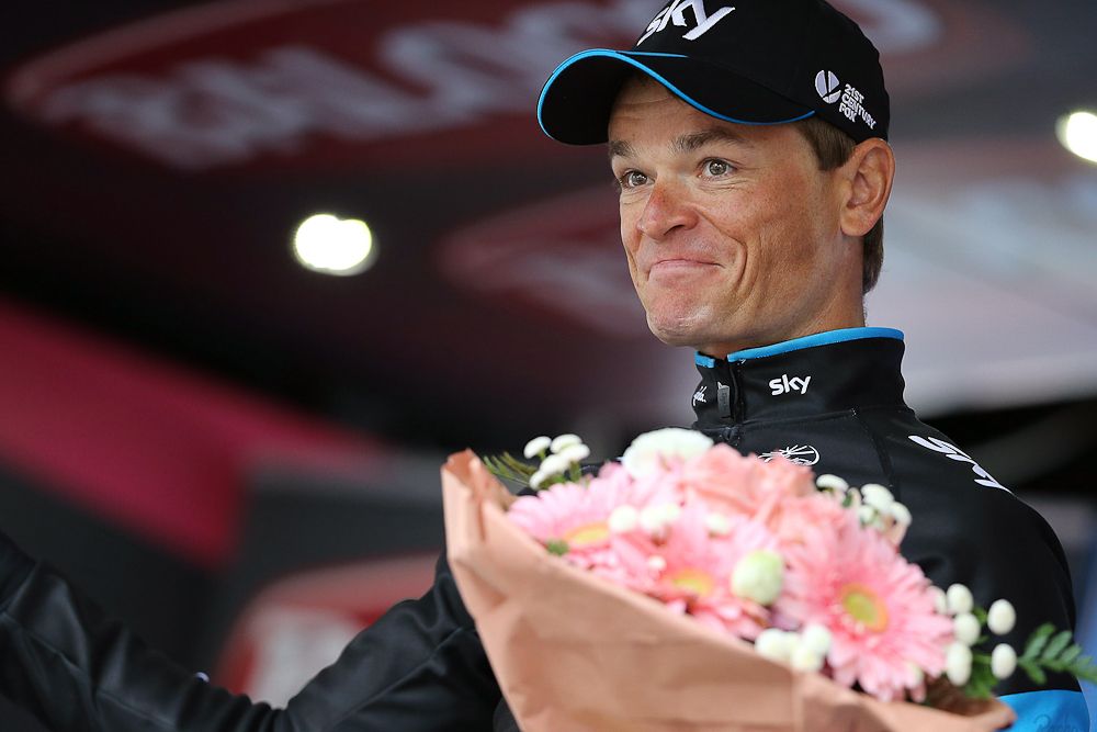 Vasil Kiryienka (Team Sky) warmed up for his World Championship time trial ride by winning stage 14 of the Giro.