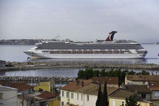 Carnival Glory cruise ship arriving in Marseille. Carnival Cruise Lines ships in Marseille.