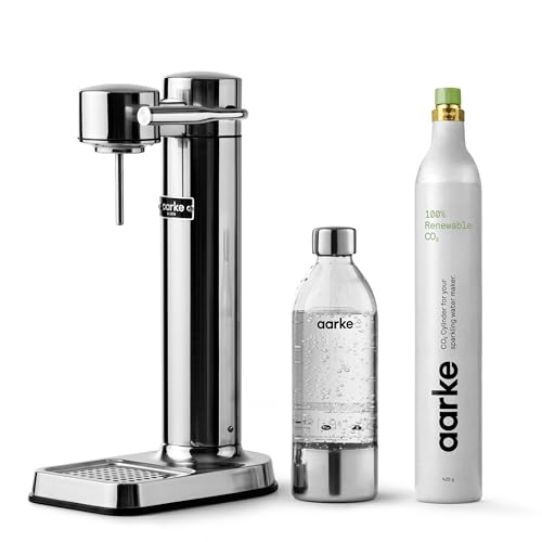 Aarke Carbonator Lll With Co2 Cylinder, Sparkling &amp;amp; Carbonation Water Machine, Stainless Steel With Pet Bpa-Free Reusable Bottle Volume 1l/34 Fl Oz (stainless Steel)