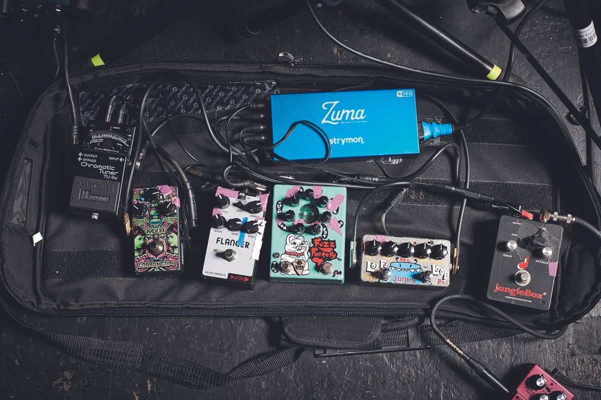 J&rsquo;s acoustic pedalboard is powered by the Strymon Zuma. &ldquo;I haven&rsquo;t looked at the [Strymon] pedals,&rdquo; he says, &ldquo;but the Zuma is the best power supply I&rsquo;ve ever used&rdquo;