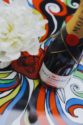 Moët in Paris by Allenos: bottle of champagne on colourful table