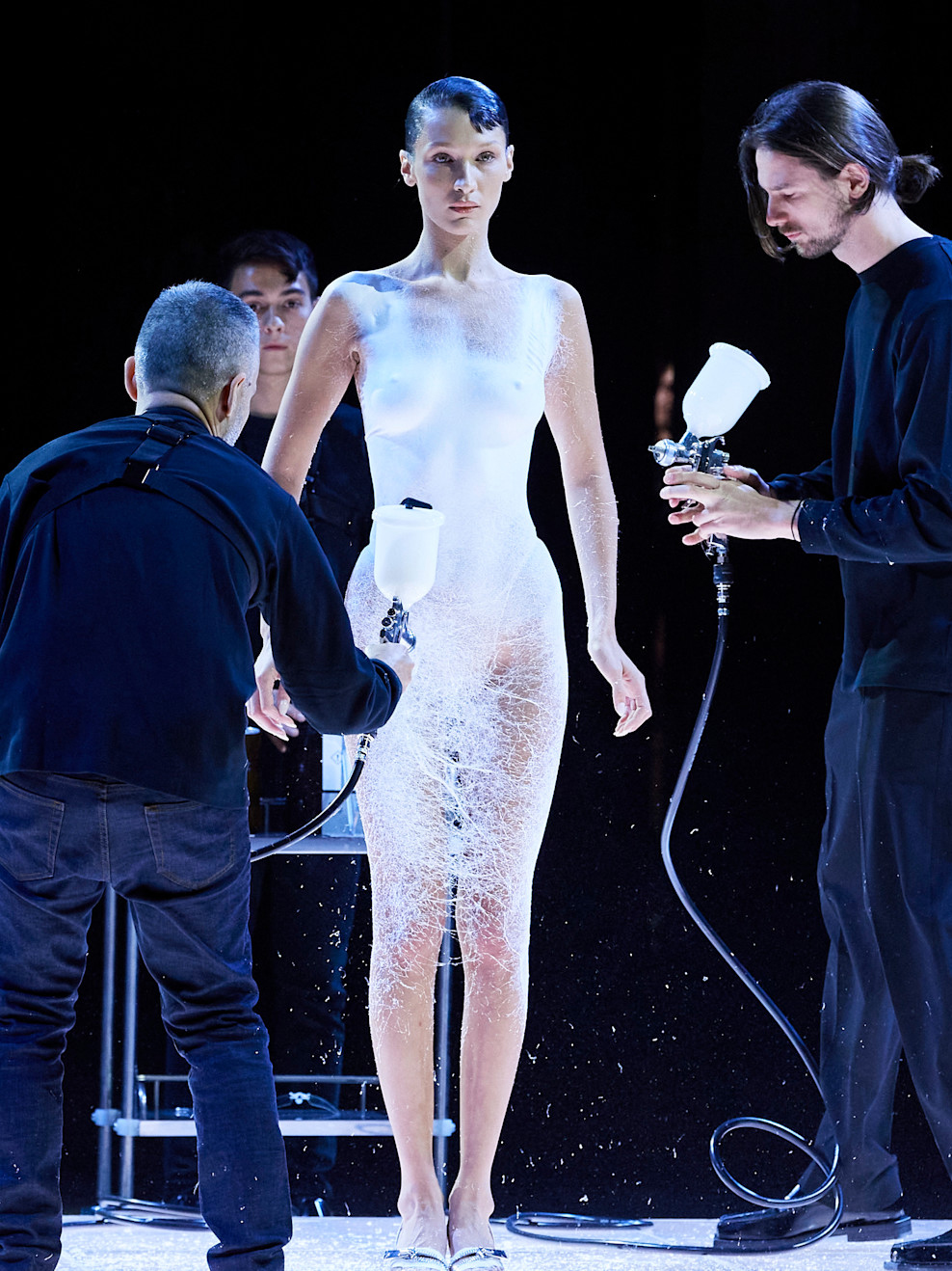 bella hadid spray on dress at coperni