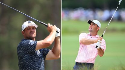 Bryson DeChambeau and Scottie Scheffler strike shots with irons