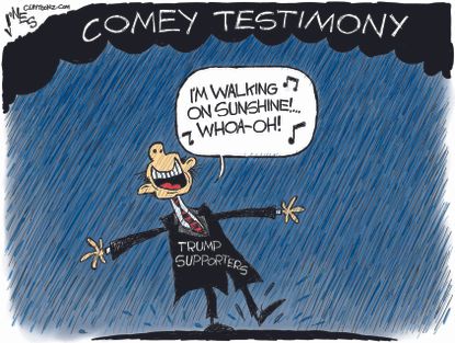 Political cartoon U.S. Comey testimony Republicans reaction