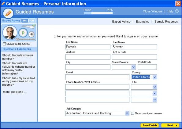 Resume Maker Professional Ultimate Screenshot: Guided Resumes