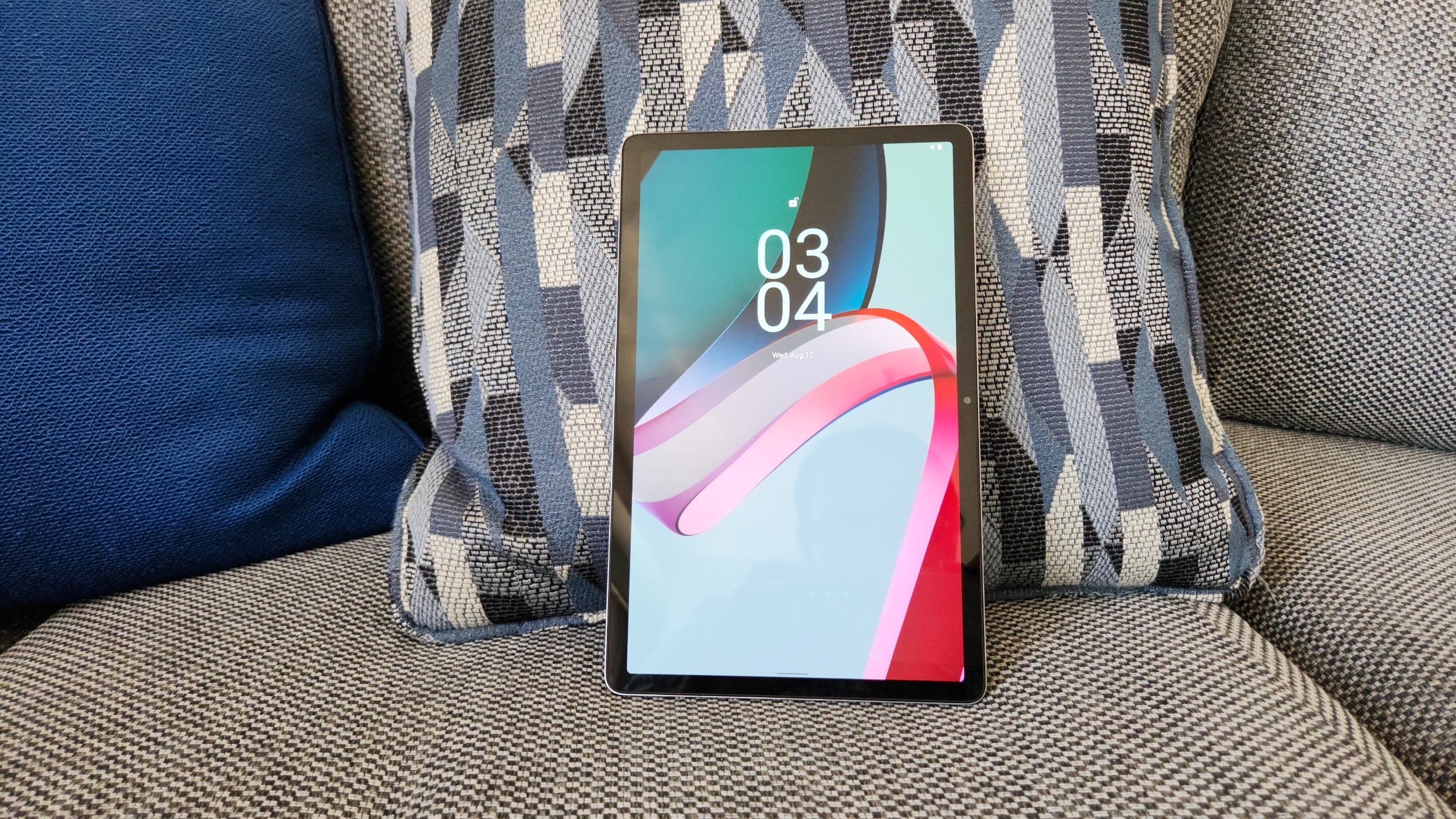 Lenovo Tab P11 Pro (2nd Gen) vertical on couch