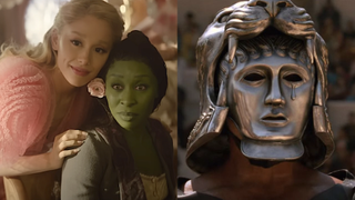 Ariana Grande and Cynthia Erivo/Sven-Ole Thorsen in mask in Gladiator (side by side)