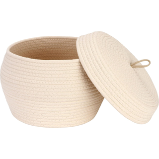 Sea Team Round Cotton Rope Storage Basket with Lid