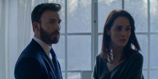 Chris Evans as Andy Barber and Michelle Dockery as Laurie Barber in Defending Jacob
