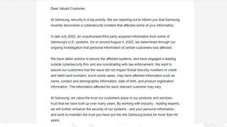 Samsung data breach email