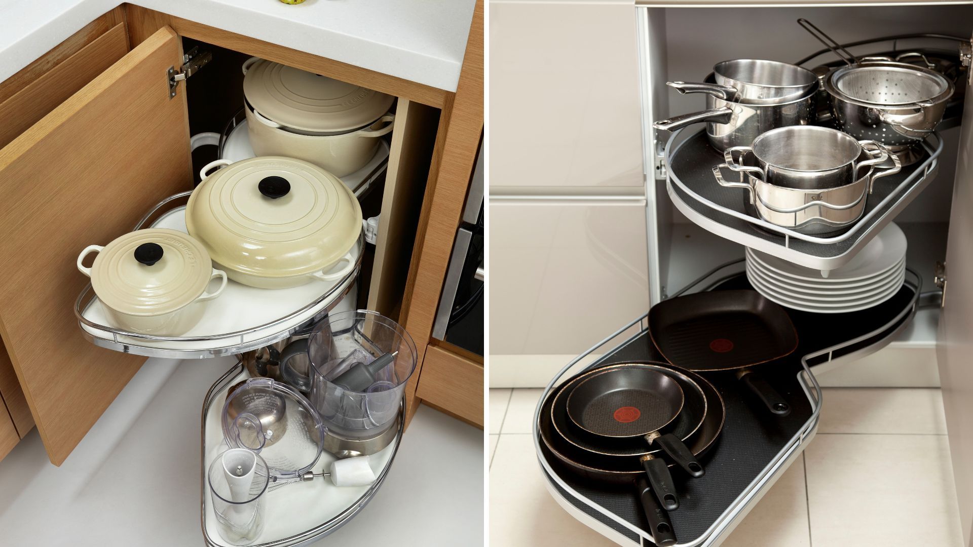 Kitchen cabinets with pull out storage to show how to organize a kitchen efficiently