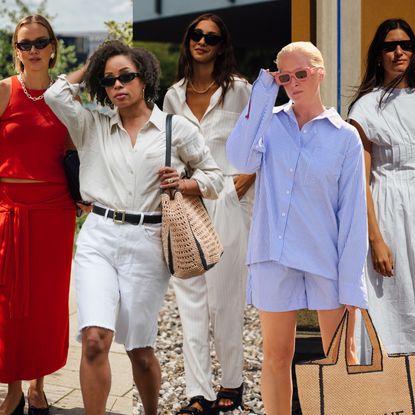 collage of women wearing summer outfits