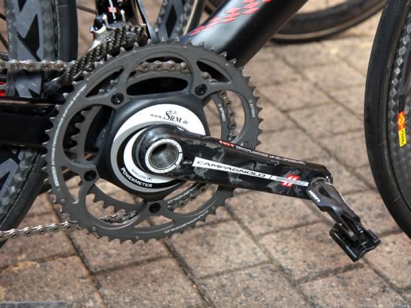 SRM's new Campagnolo-based power meter makes an appearance on the Canyon Aeroad CF of Philippe Gilbert (Omega Pharma-Lotto).