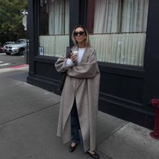 Hannah wearing H&M coat