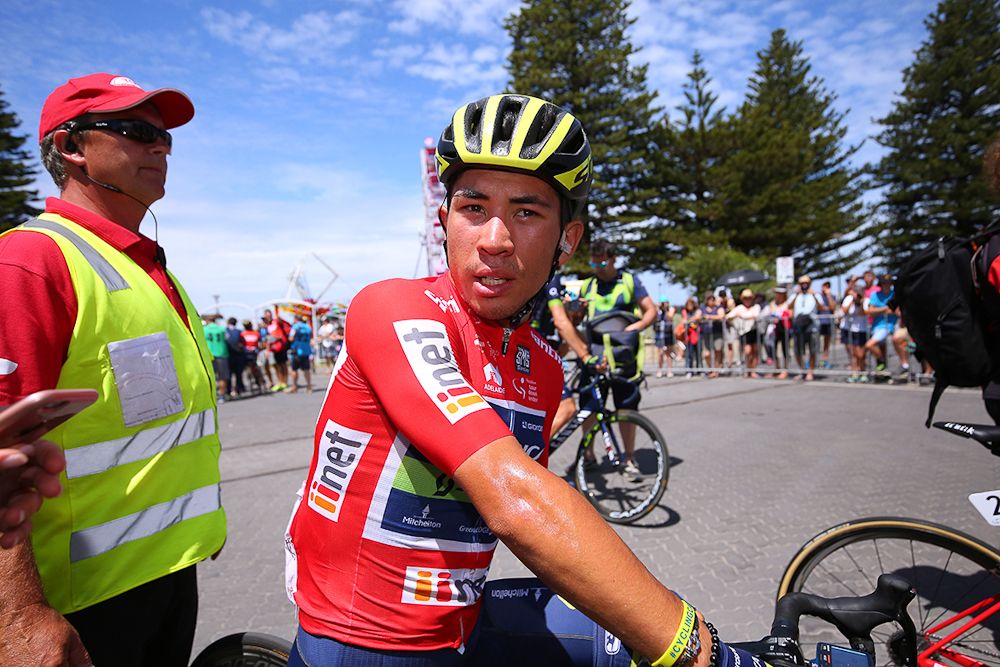 Caleb Ewan after winning stage 3 at the Tour Down Under
