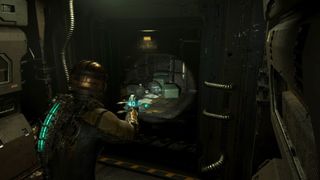 Isaac pointing his plasma cutter in Dead Space remake