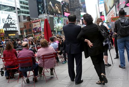 Kim Jong Un’s maternal aunt and her husband in New York’s Times Square.