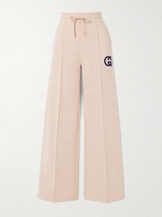 Appliquéd Cotton-Jersey Straight-Leg Track Pants