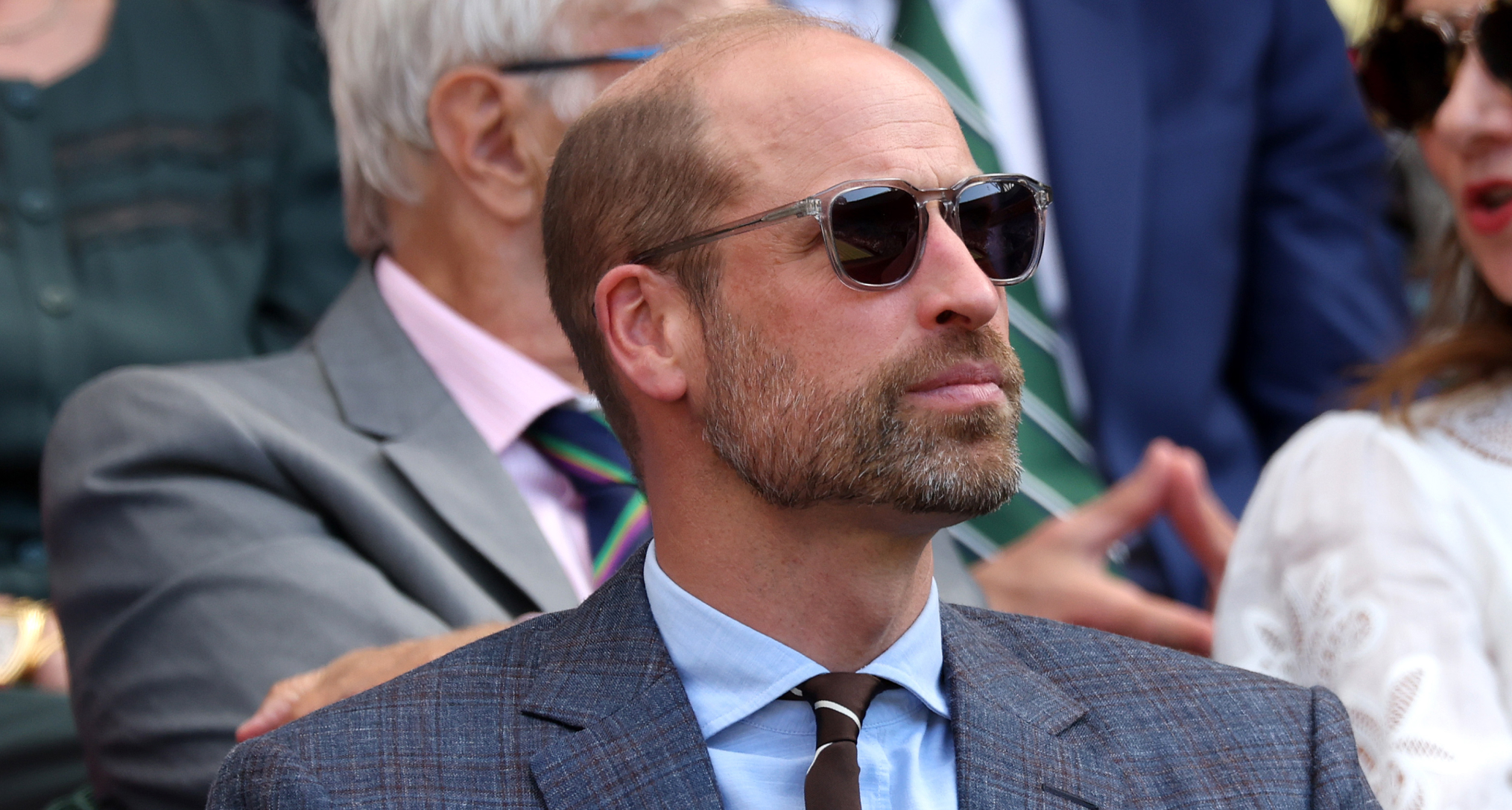 Prince William wearing sunglasses in the stands at Wimbledon