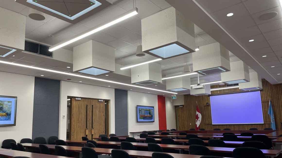 Sennheiser TeamConnect Ceiling 2 mics at work in the Senate Room at Carleton University. 