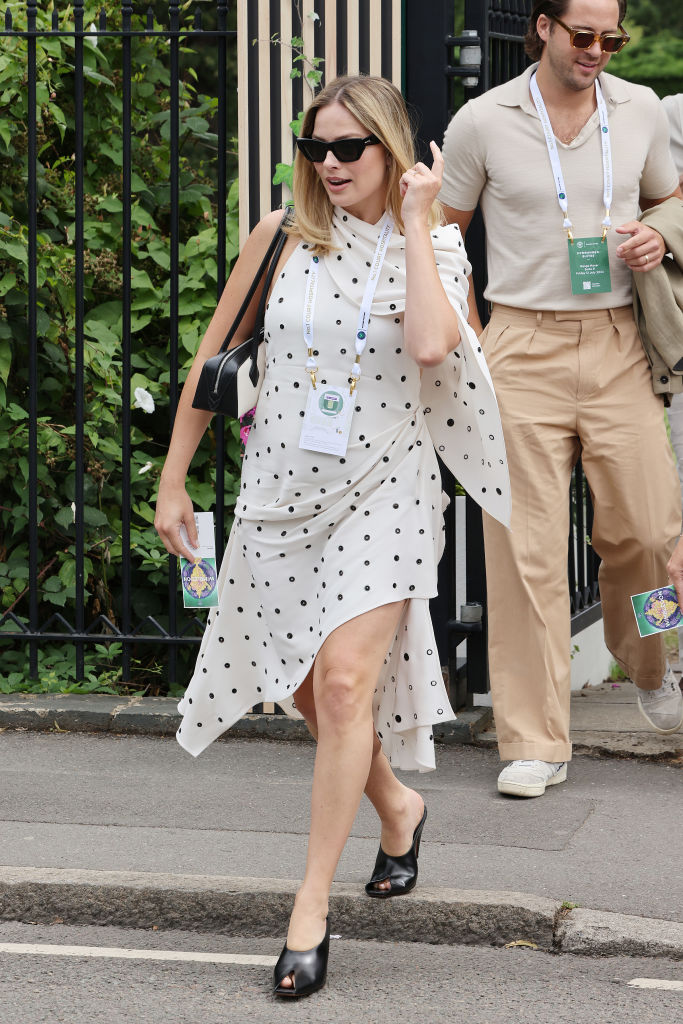 Margot Robbie attends day twelve of the Wimbledon Tennis Championships