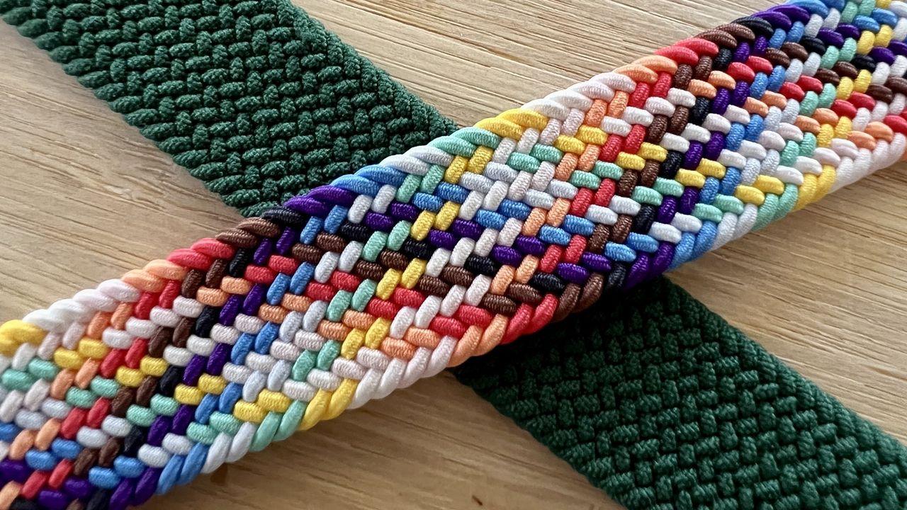 Zagg Braided Watch Band Forest Green Compare Apple Braided Solo Loop Up Close