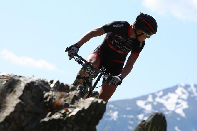 One of the Centurion Vaude riders looks back