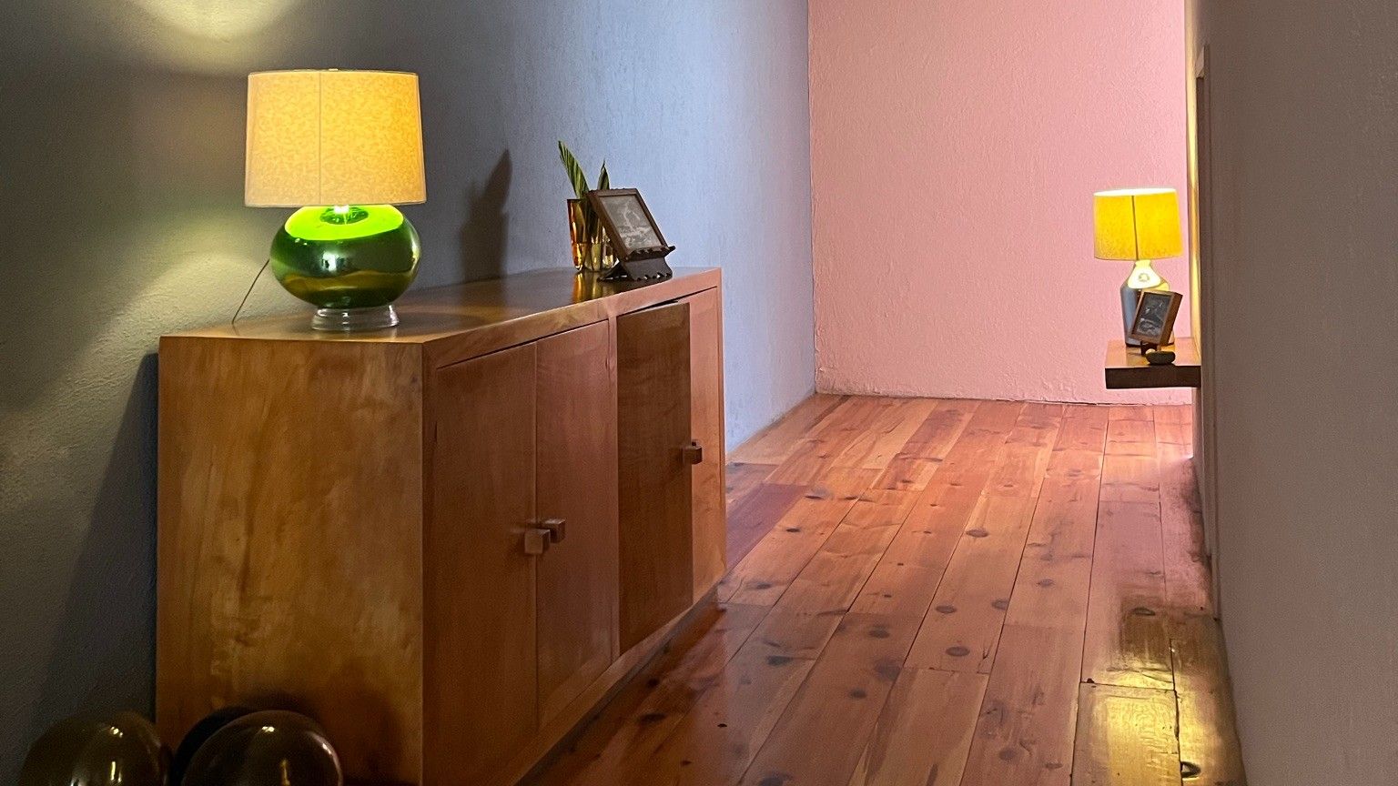 Pink and lilac interior of the house of Luis Barragán, famed Mexican architect, in Mexico City