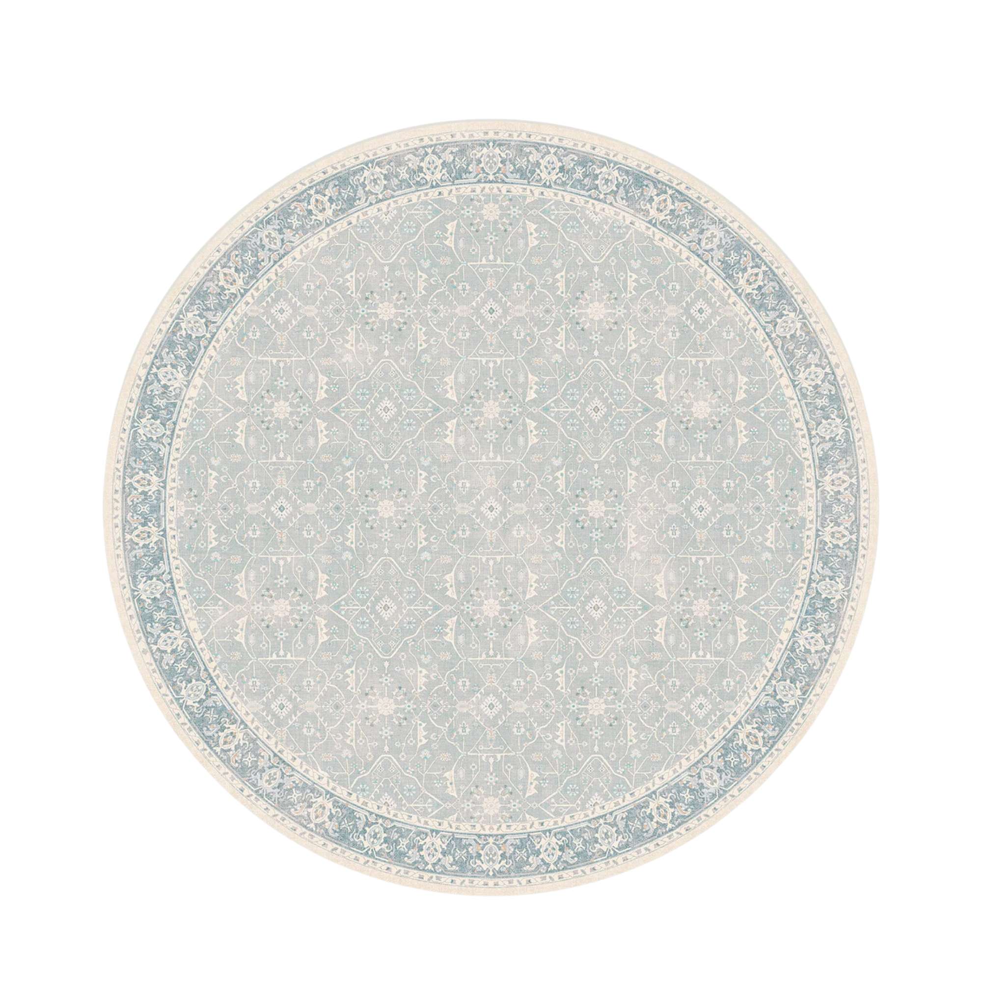 a round blue rug