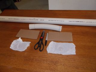 Materials for a PVC-pipe telescope.