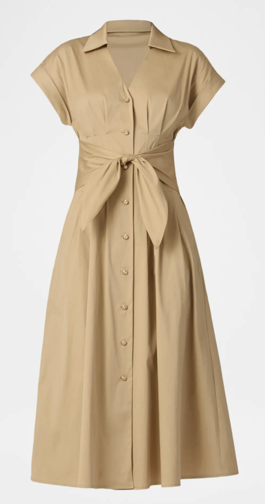 Shoshanna, Josephine Pleated Cotton Sateen Midi Shirtdress