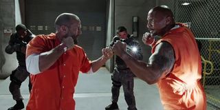 Jason Statham and Dwayne Johnson in Fast 8