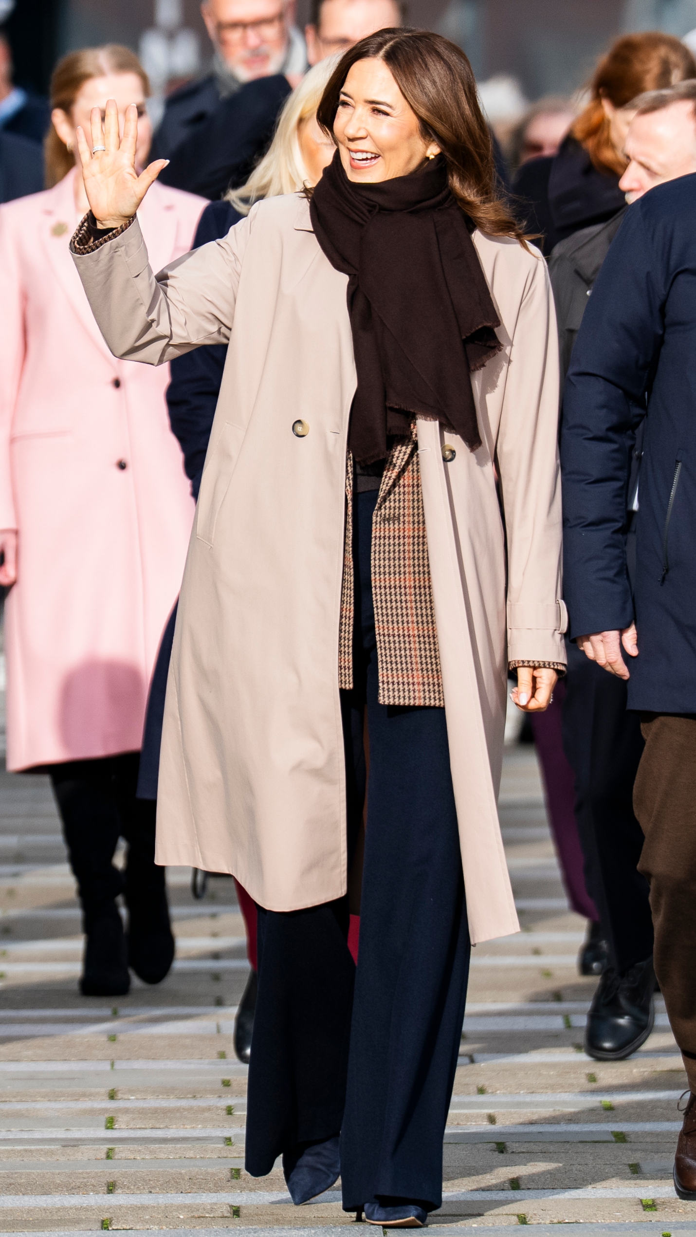 Queen Mary of Denmark during a walk through the city on October 27, 2025 in Randers