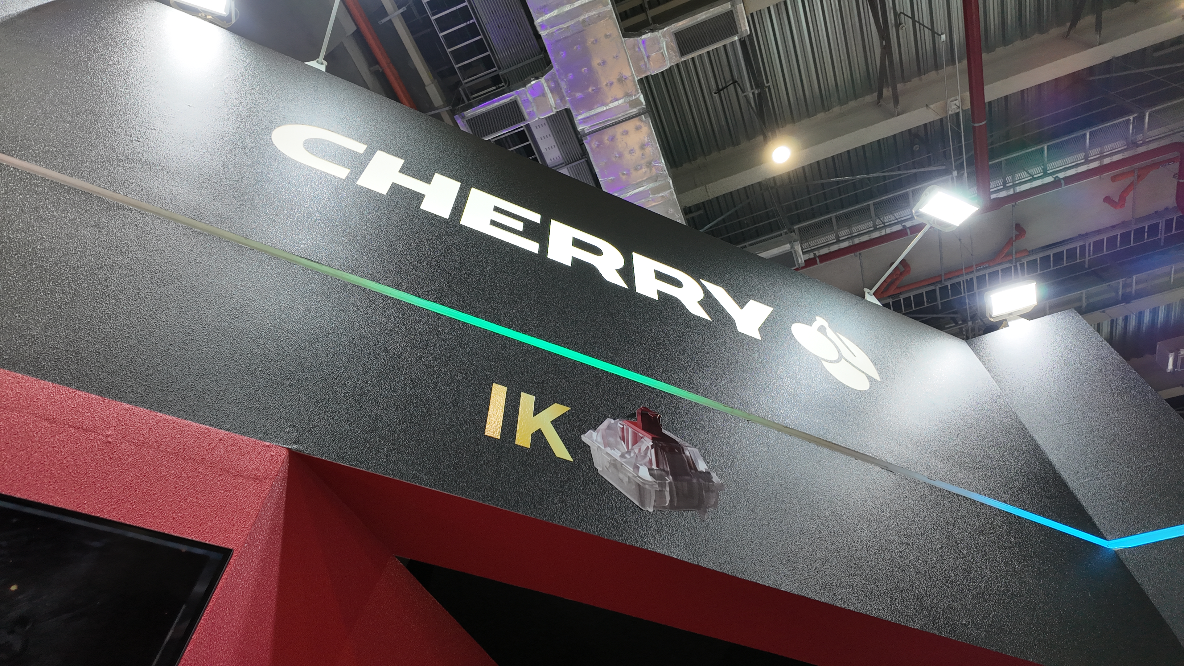 A Cherry IK key switch on display at Computex 2025 within a test keyboard pad.