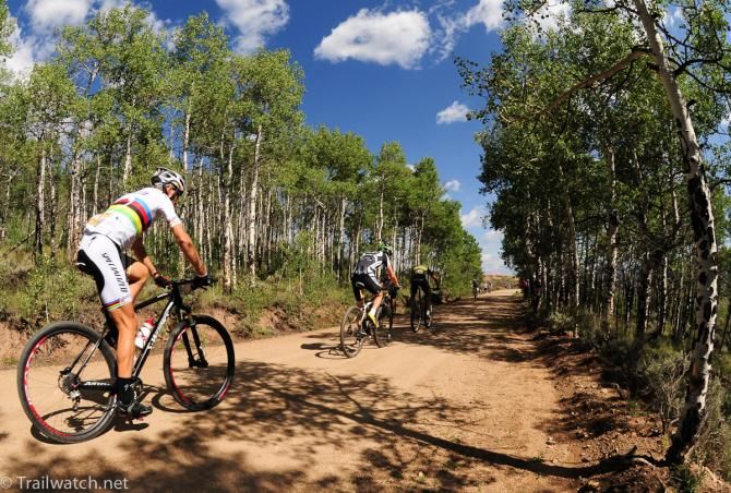 World Marathon Champion Christoph Sauser (Specialized) competing in the Leadville 100