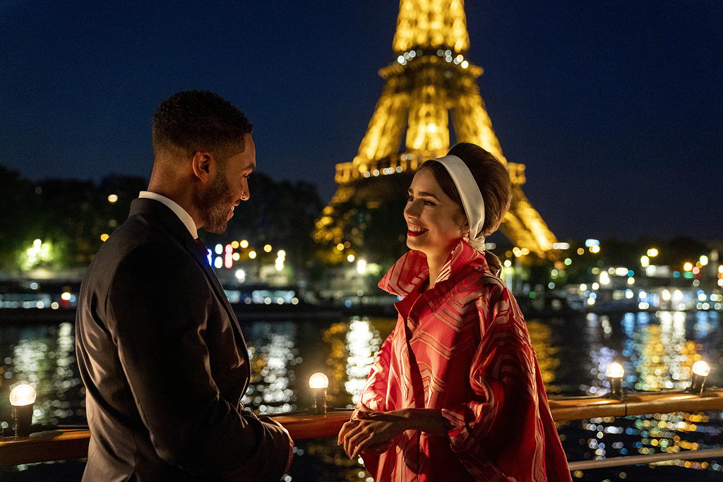 TV tonight Lucien Laviscount as Alfie and Lily Collins as Emily.