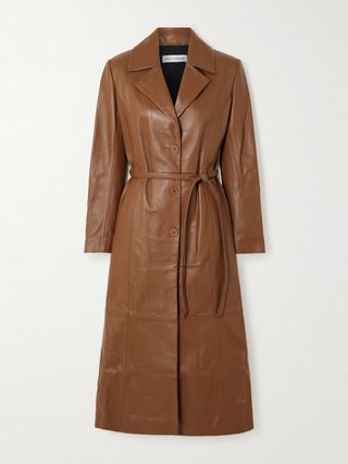 Tamara Belted Paneled Leather Coat