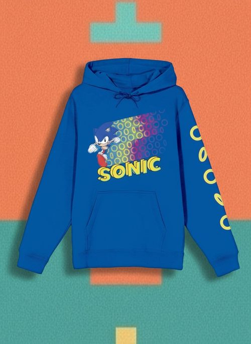 Sonic The Hedgehog In Action Women's Royal Blue Hoodie, Small