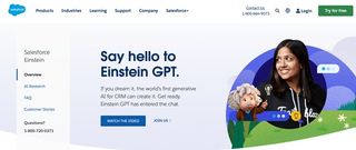 Albert Einstein dukker opp som avatar på hjemmesiden til Salesforce Einstein