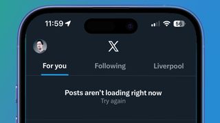 A phone showing an X error message